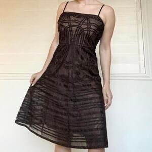 BCBG brown mesh tulle bustier structured dress Size 12 EUC